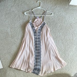 Light pink flowy dress with blue detail